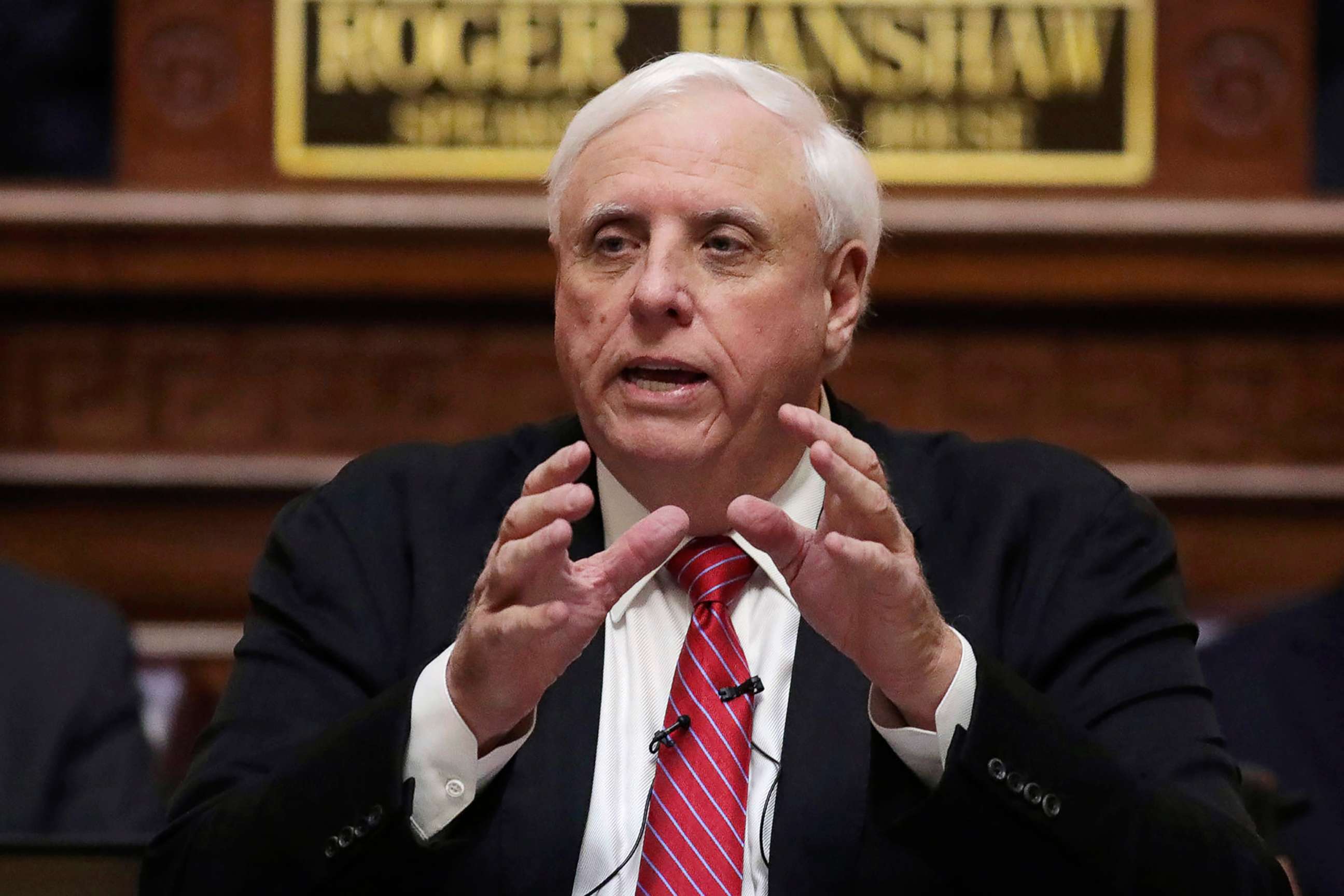 PHOTO: West Virginia Gov. Jim Justice delivers his annual State of the State address at the state capitol in Charleston, W.Va., Jan. 8, 2020.