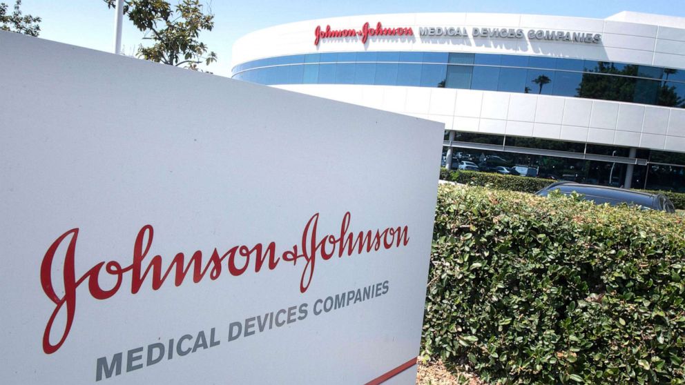 PHOTO: The entry sign to the Johnson &amp; Johnson campus shows their logo in Irvine, Calif., August 28, 2019. 