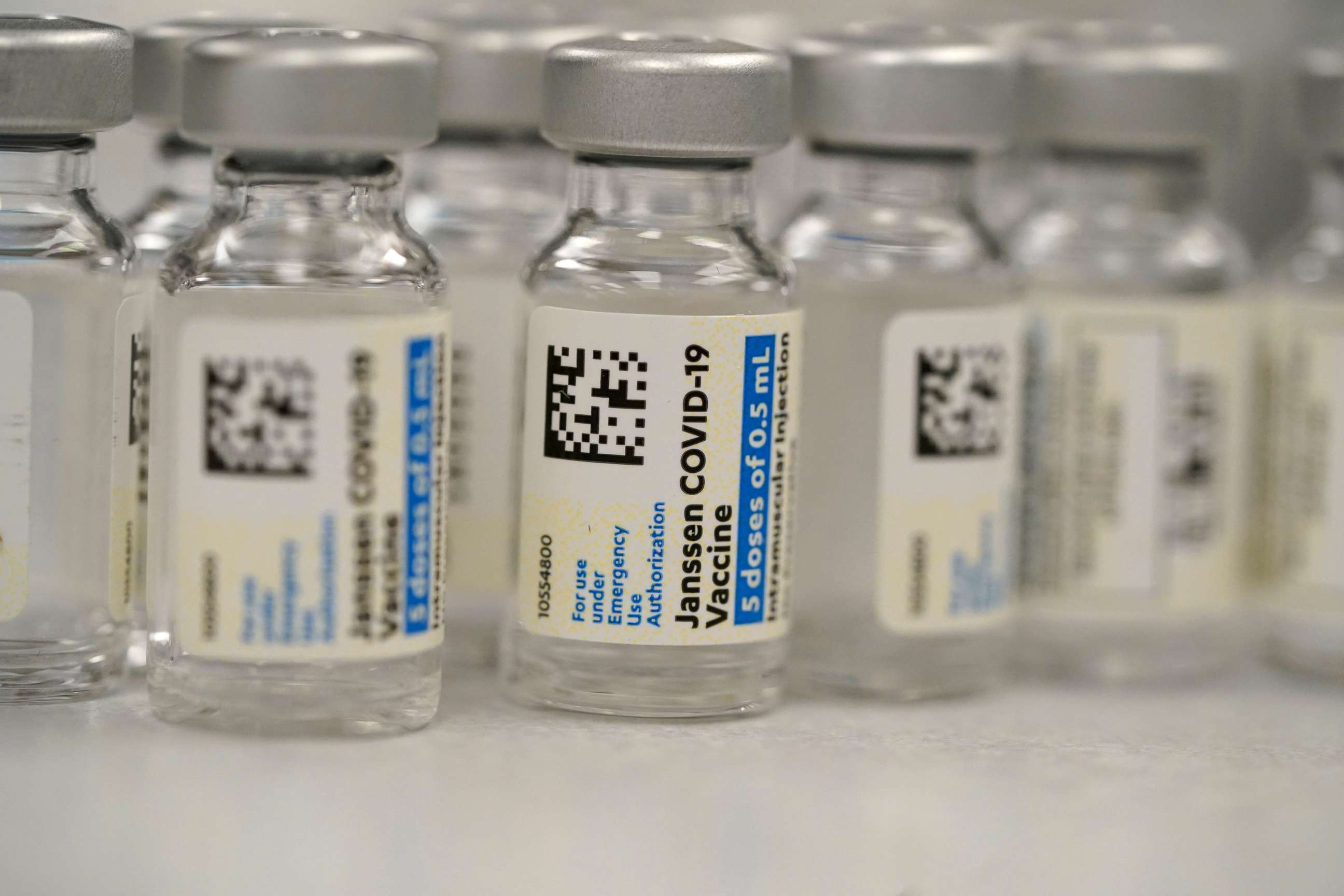 PHOTO: This March 6, 2021, file photo, shows vials of Johnson & Johnson COVID-19 vaccine at a pharmacy in Denver.