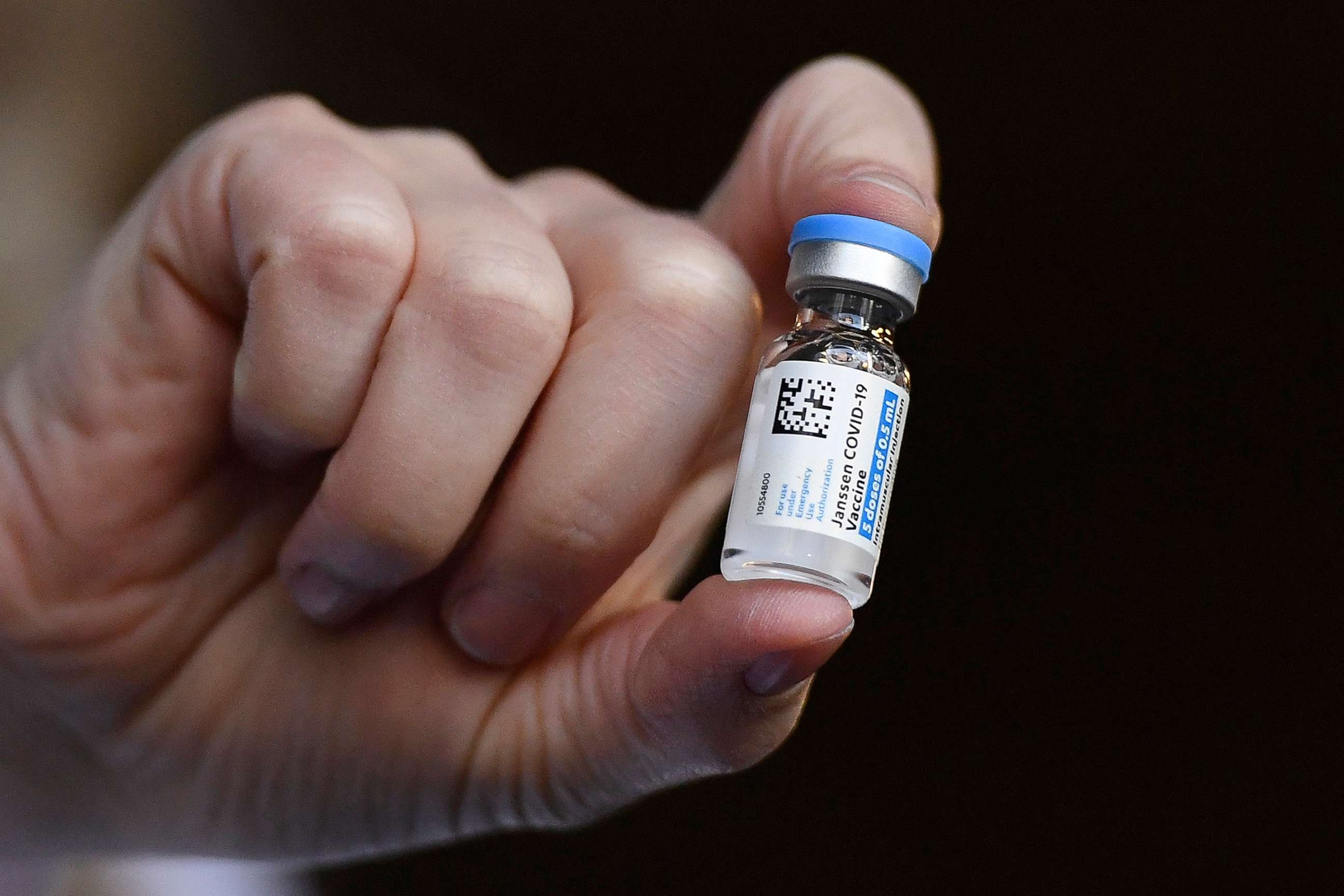 PHOTO: A vial of the Johnson & Johnson COVID-19 vaccine is held by pharmacist Madeline Acquilano at Hartford Hospital in Hartford, Conn., March 3, 2021.