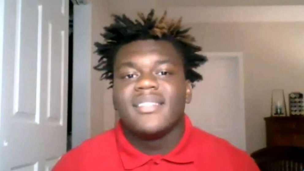PHOTO: Georgia teen Justin Hunter, who lost both his parents to COVID-19 within a week, is seen in this still video image.