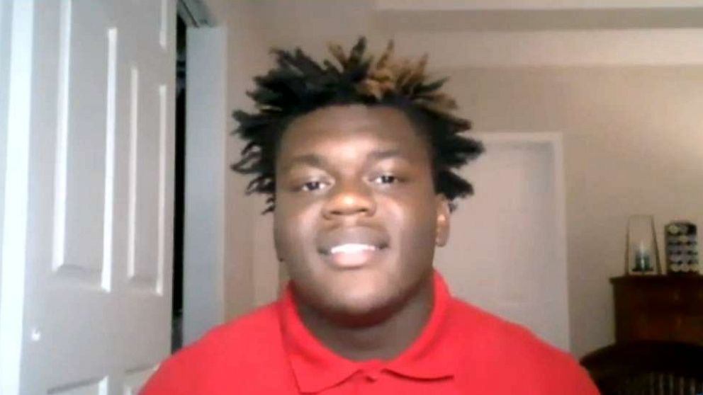 PHOTO: Georgia teen Justin Hunter, who lost both his parents to COVID-19 within a week, is seen in this still video image.