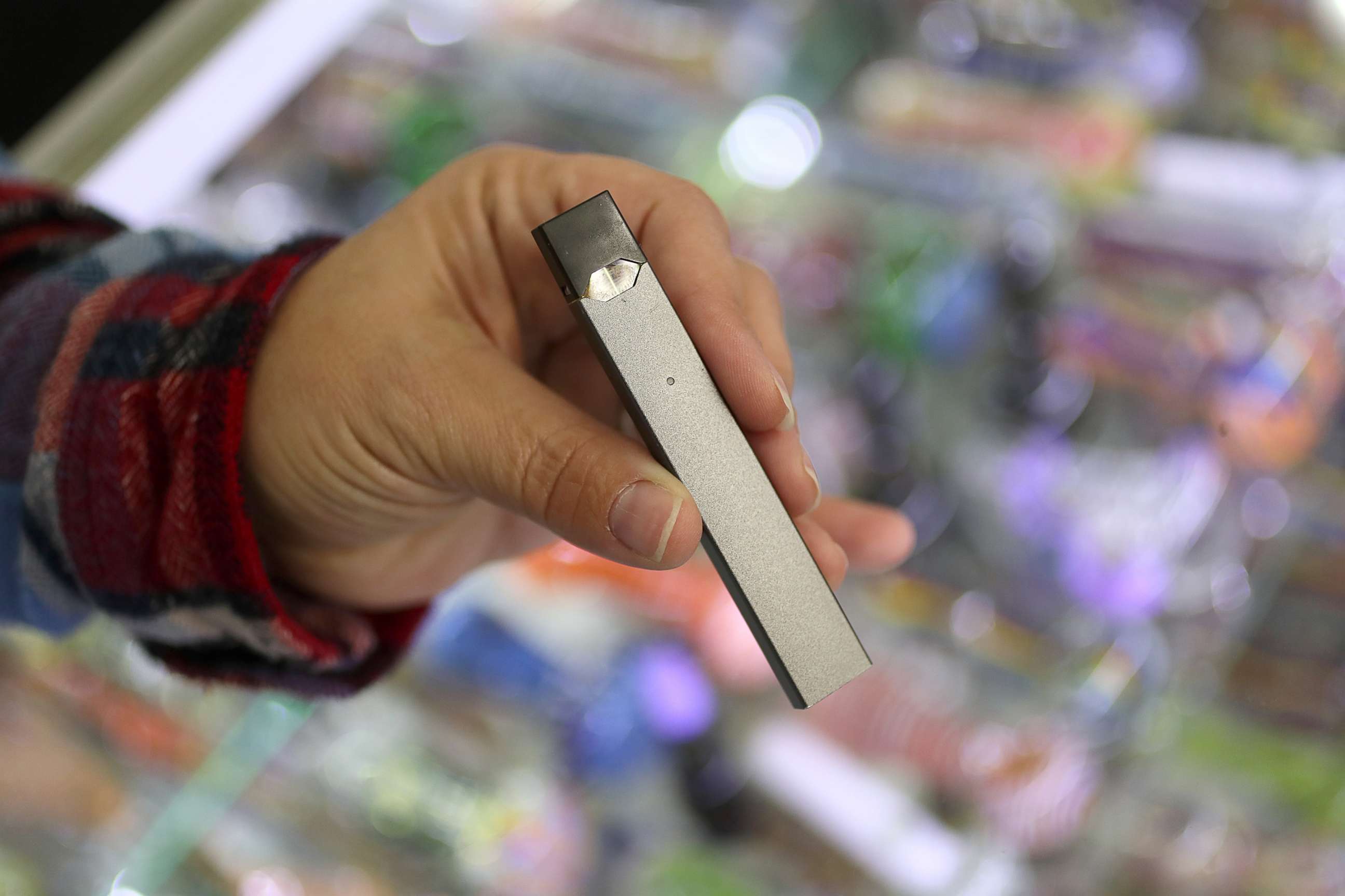 PHOTO: A Juul e-cigarette is pictured for sale at Fast Eddie's Smoke Shop in the Allston neighborhood of Boston, Nov. 15, 2017.