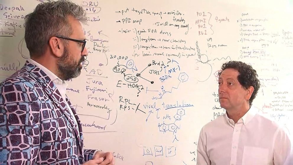 PHOTO: Kevan Shokat, chair of the Department of Cellular and Molecular at the University of California, San Francisco, and Nevan Krogan, director of the Quantitative Biosciences Institute, are working to find a treatment for novel coronavirus.