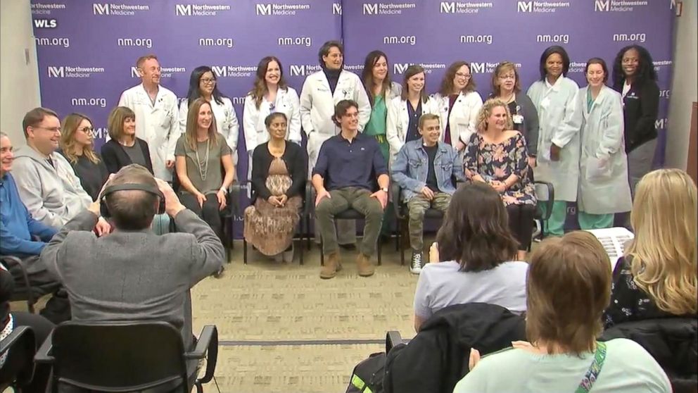 PHOTO: The six pairs consisted of three sets of friends, an aunt and niece, second cousins and a Good Samaritan who made it all possible. None of the donors or recipients knew who got whose kidney, until now.