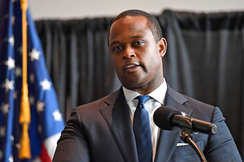 Kentucky Attorney General Daniel Cameron speaks during a news conference in Frankfort, Ky., Sept. 23, 2020. 