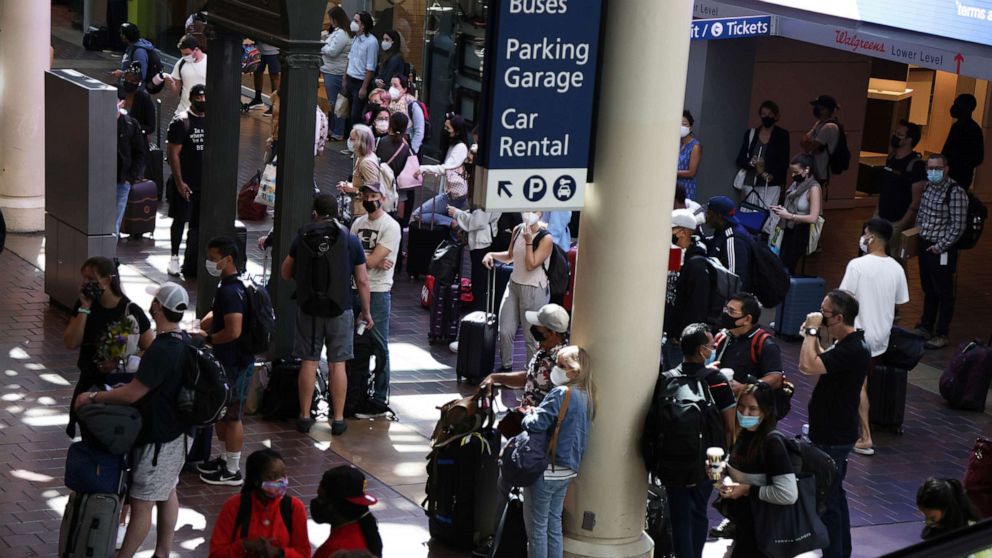 PHOTO: Passengers wait at the concourse of Union Station, Sept. 3, 2021, in Washington, D.C.