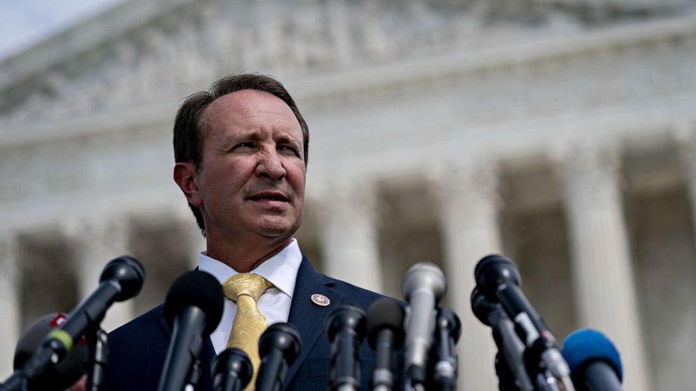 PHOTO: Jeff Landry, Louisiana attorney general, speaks during a news conference outside the U.S. Supreme Court in Washington, DC, Sept. 9, 2019.
