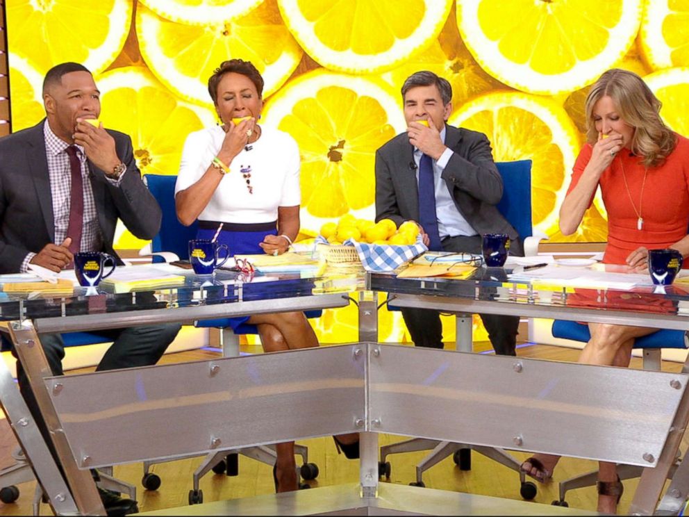 PHOTO: The Good Morning America anchors take part in the Lemons for Leukemia Challenge, a social media campaign to raise awareness about bone marrow donation.
