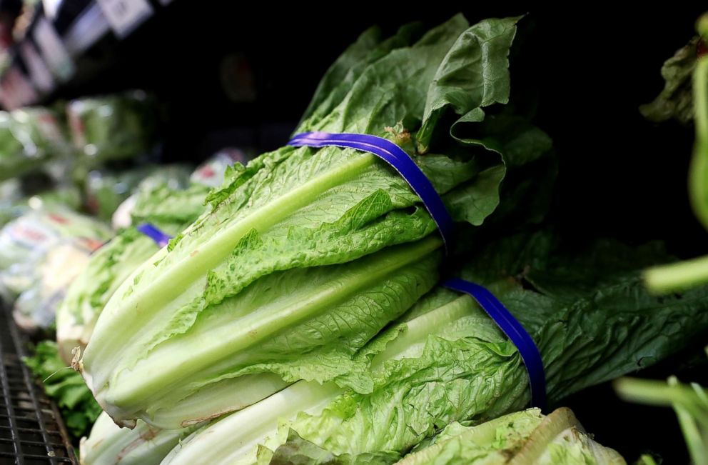 PHOTO: Romaine lettuce is displayed on a shelf at a supermarket on April 23, 2018, in San Rafael, Calif.