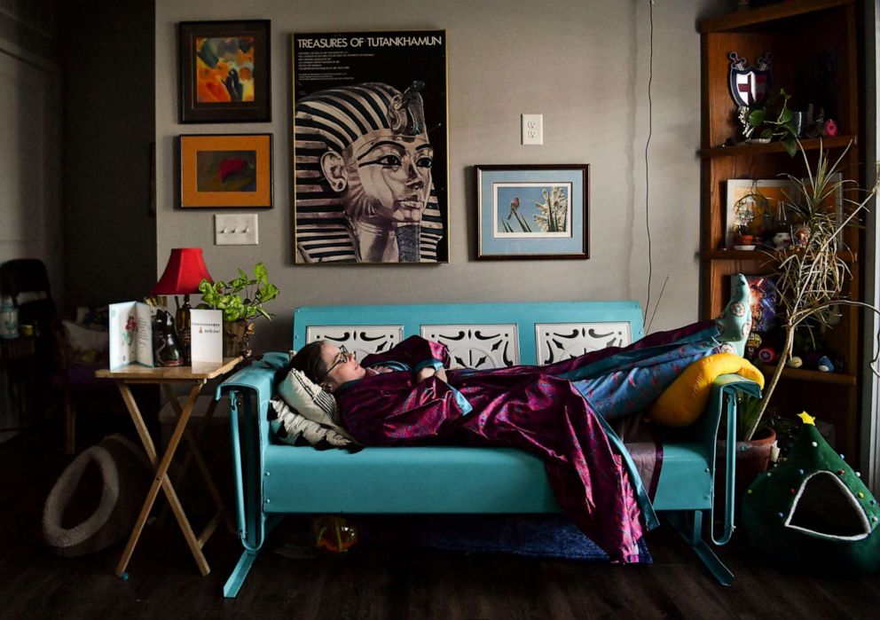 PHOTO: Rebecca Schleider rests in her living room, April 27, 2023, in Stuart. Fla.