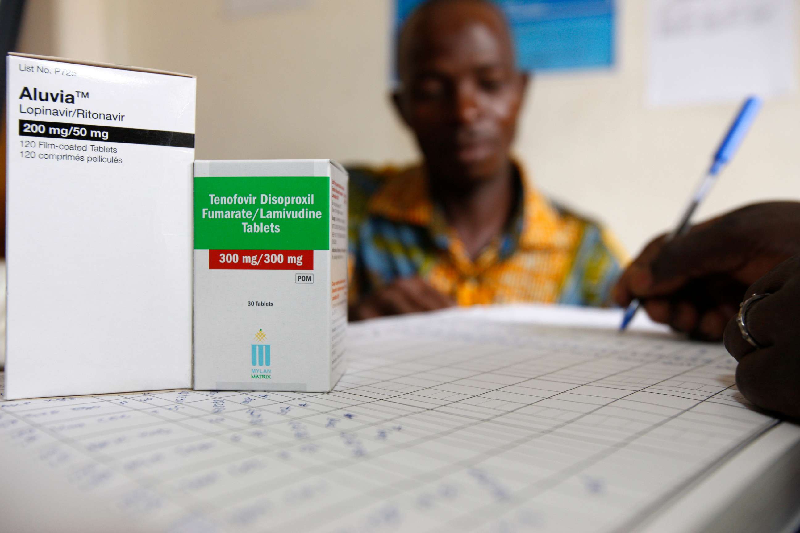 PHOTO: HIV drug treatments are seen on a table in Lome, Togo.