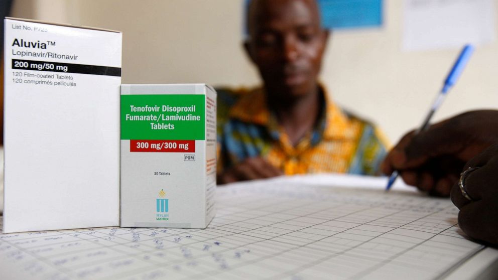 PHOTO: HIV drug treatments are seen on a table in Lome, Togo.