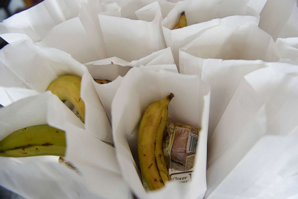 PHOTO: Prepared bagged breakfasts as the Antietam School District hands out lunches (and breakfasts) Stony Creek Mills, Pa., March 17, 2020.