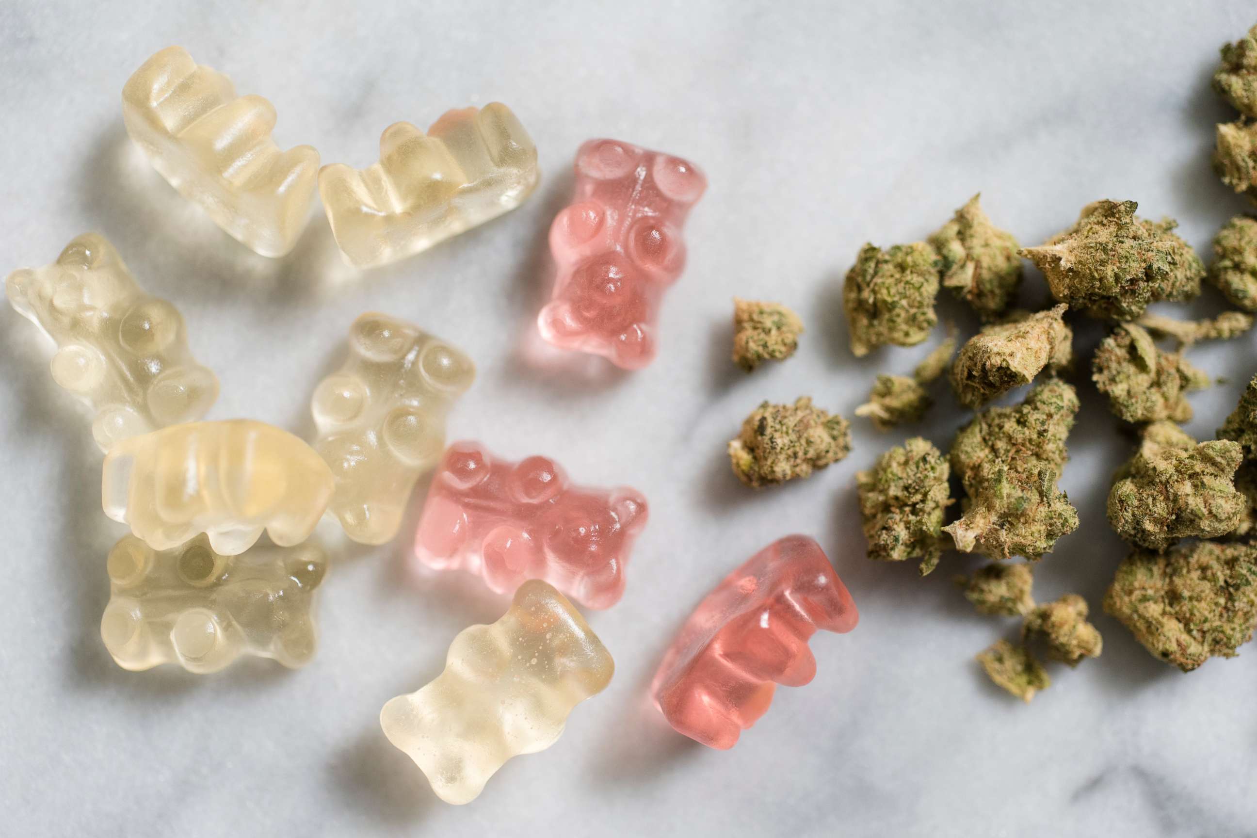 PHOTO: Marijuana and gummy bear edibles are pictured in an undated stock photo.