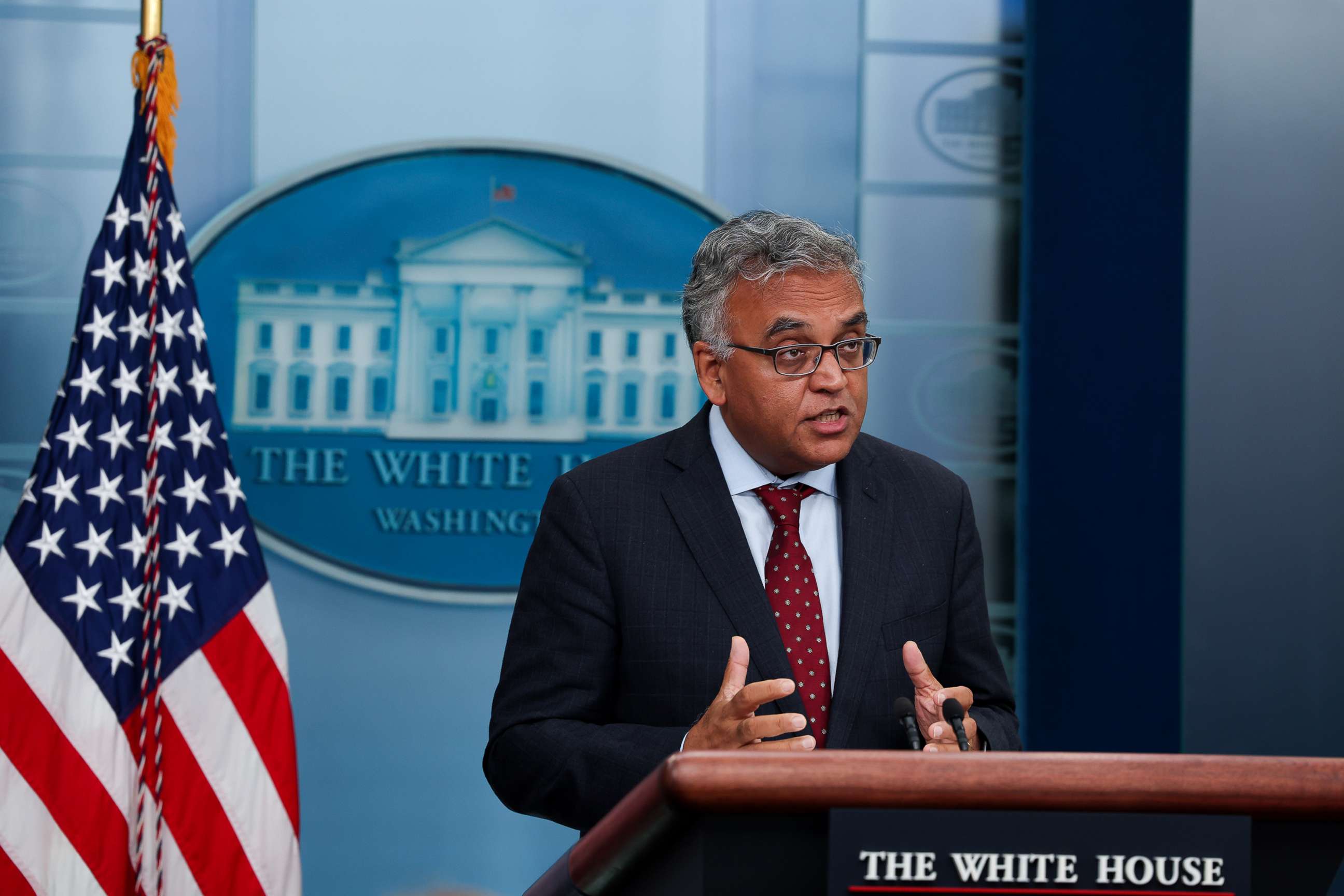 PHOTO: White House COVID-19 Response Coordinator Dr. Ashish Jha speaks to reporters during a press briefing at the White House on July 25, 2022.