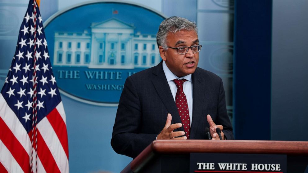 PHOTO: White House COVID-19 Response Coordinator Dr. Ashish Jha speaks to reporters during a press briefing at the White House on July 25, 2022.