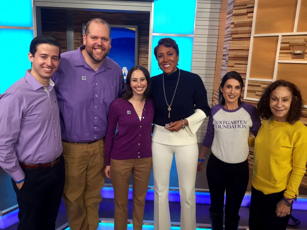 PHOTO: Matt, second from left, with ABC News’ Robin Roberts and employees from Pancreatic Cancer Action Network and the Lustgarten Foundation for Pancreatic Cancer Research, visiting Good Morning America in honor of World Pancreatic Cancer Day.