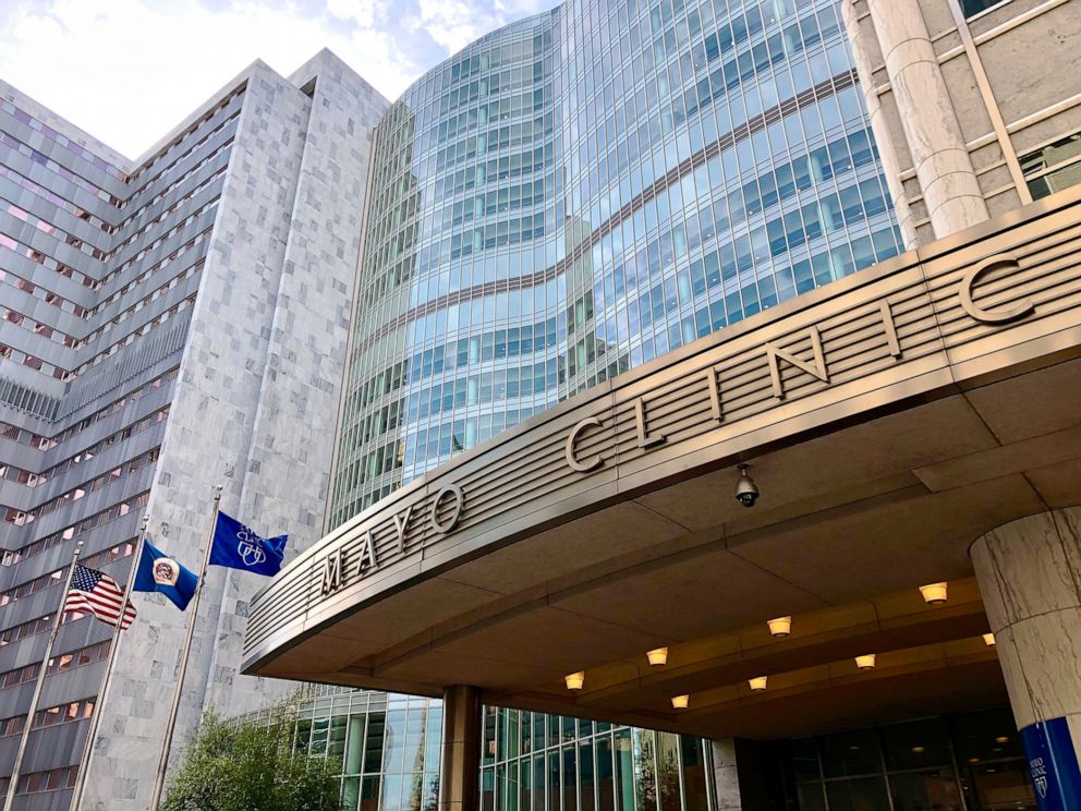 PHOTO: Saint Mary's Hospital part of the Mayo Clinic is located in Rochester, Minn., Sept., 29, 2020.