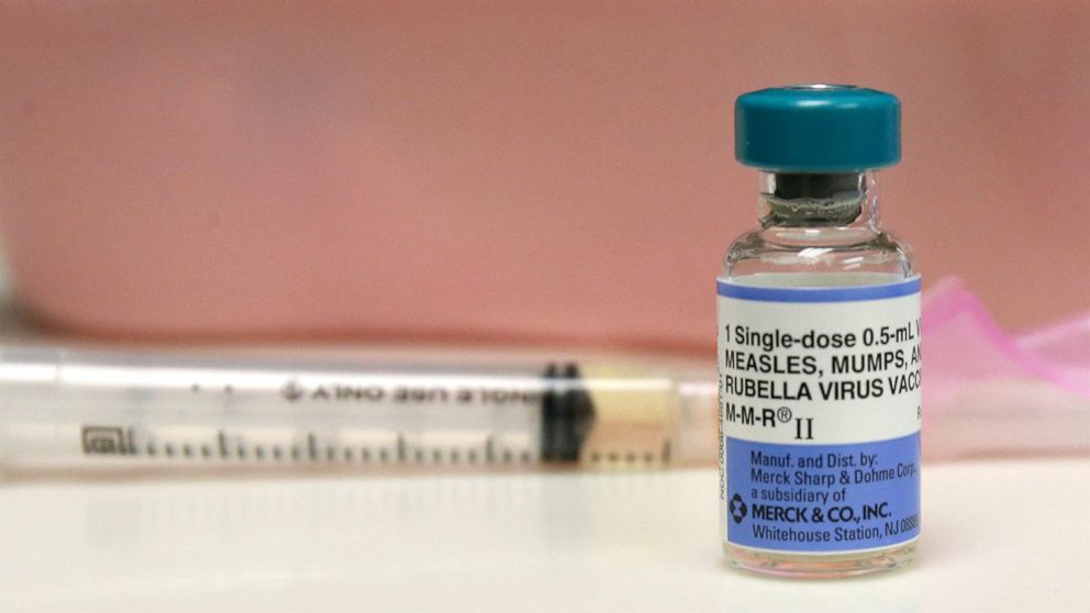 PHOTO: In this May 9, 2019, file photo, the MMR virus vaccine (measles, mumps, rubella) is shown at Logan Square Health Center in Chicago.
