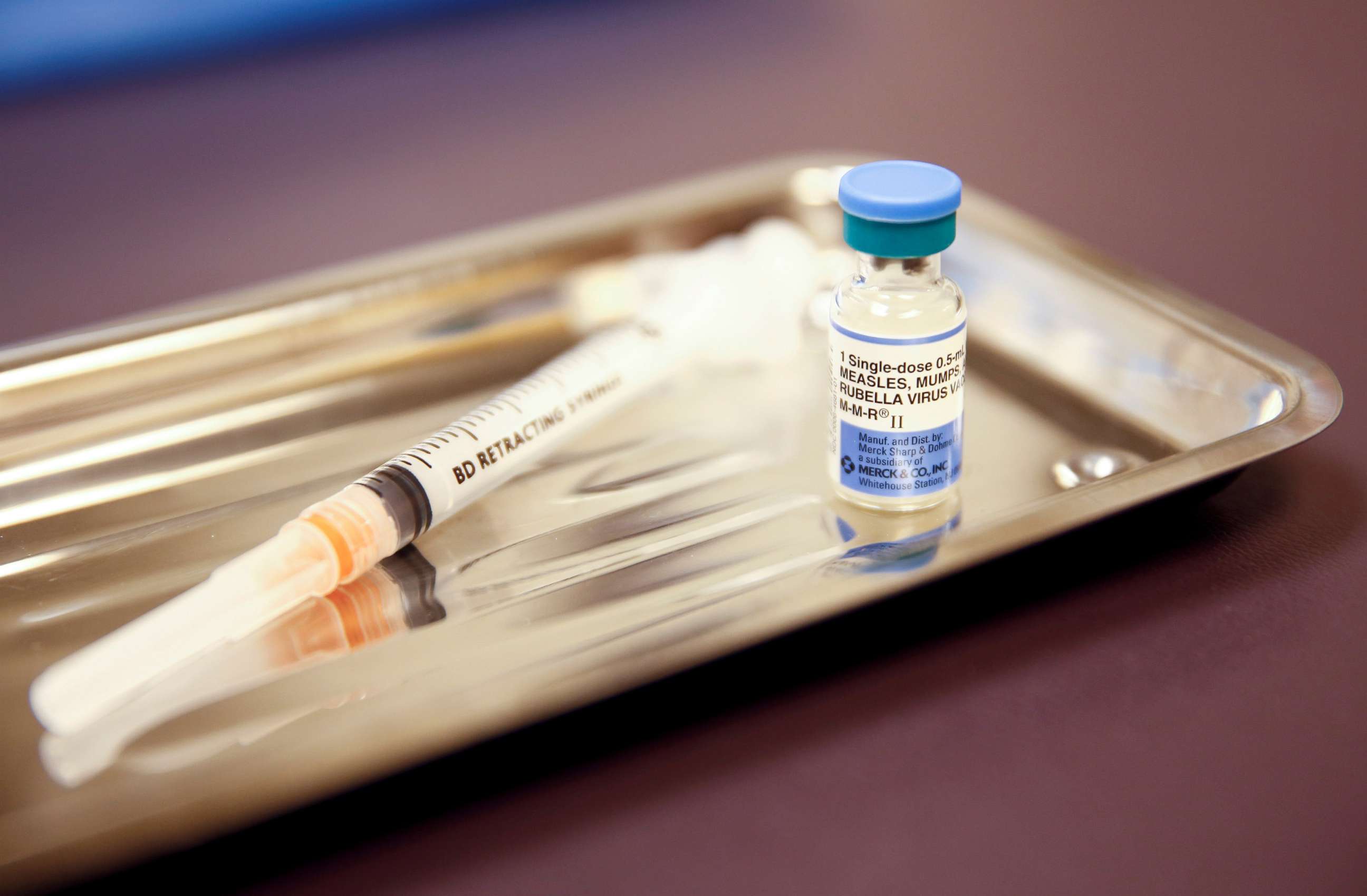 PHOTO: A vial of the measles, mumps, and rubella (MMR) vaccine is pictured at the International Community Health Services clinic in Seattle, March 20, 2019. 