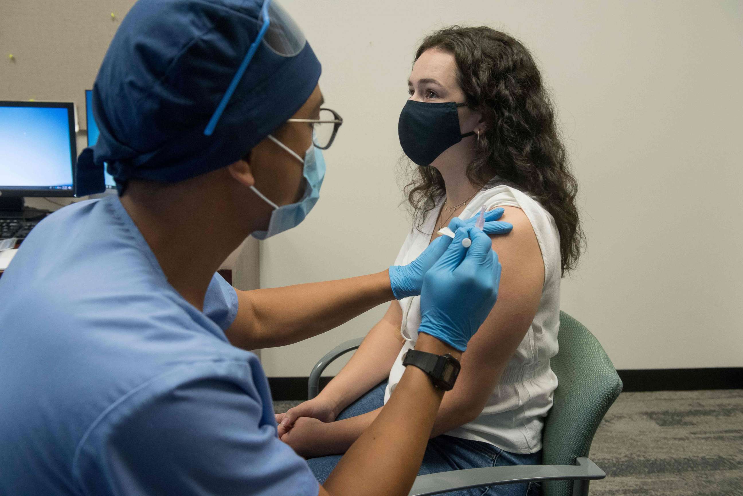 PHOTO: In this file photo taken on Aug. 5, 2020, in this image courtesy of the Henry Ford Health System, volunteers are given the Moderna mRNA-1273 Coronavirus Efficacy, in Detroit.