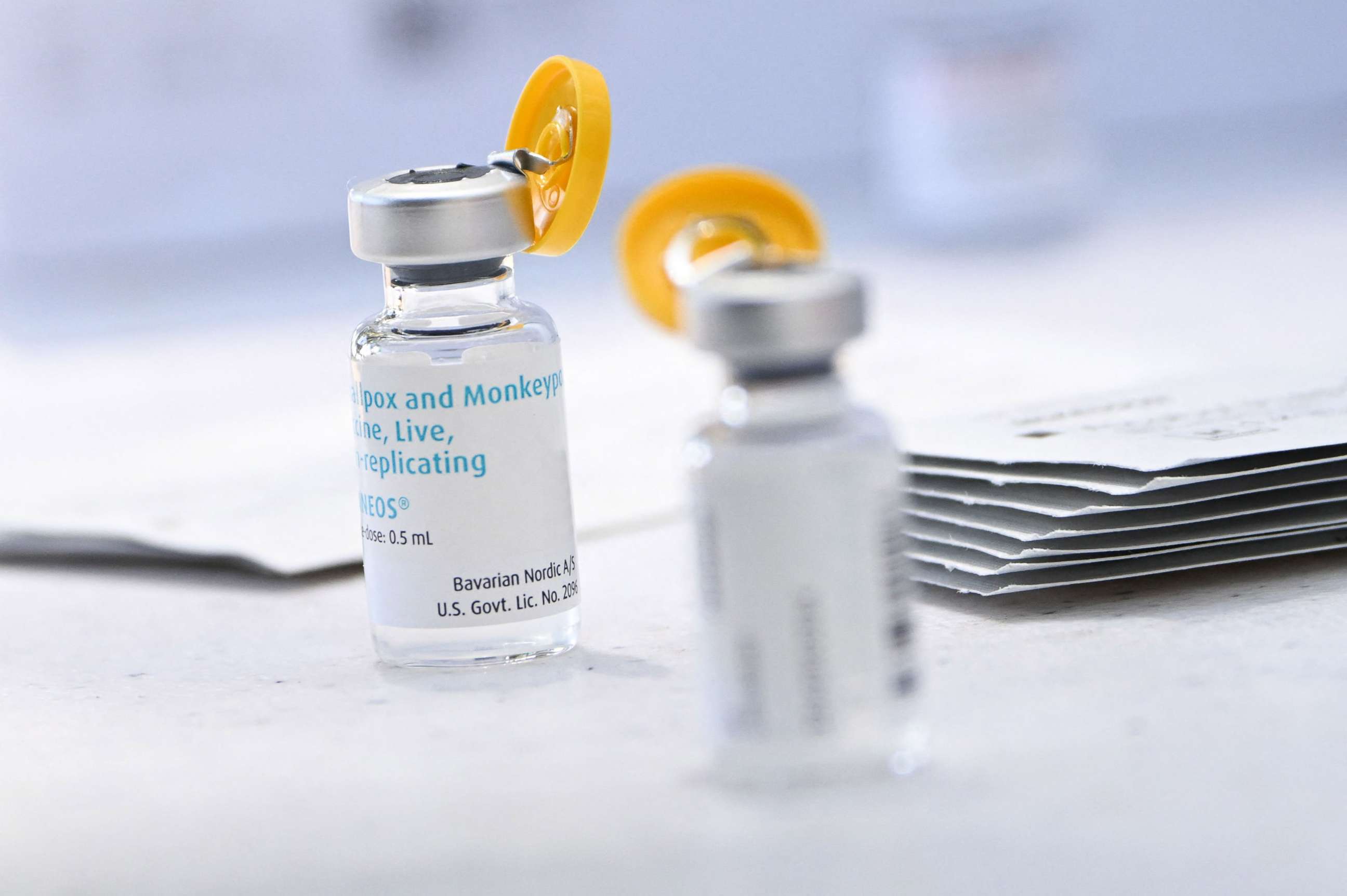 PHOTO: Vials of the JYNNEOS Monkeypox vaccine are prepared at a pop-up vaccination clinic in Los Angeles, Aug. 9, 2022.