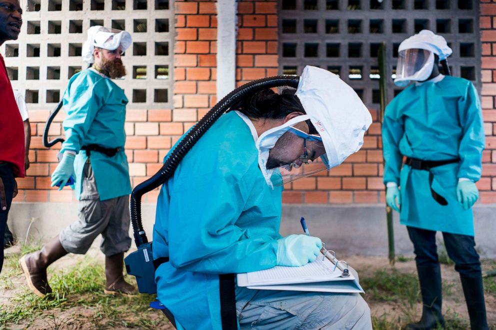 PHOTO: Members of a Center of Disease Control research team prepare to examine animals caught in the jungle who may carry the MonkeyPox virus, in Manfuette, Republic of Congo, Aug. 29, 2017. 
