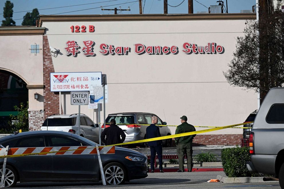 PHOTO: Investigators work at the scene of a mass shooting, Jan. 22, 2023, in Monterey Park, Calif.
