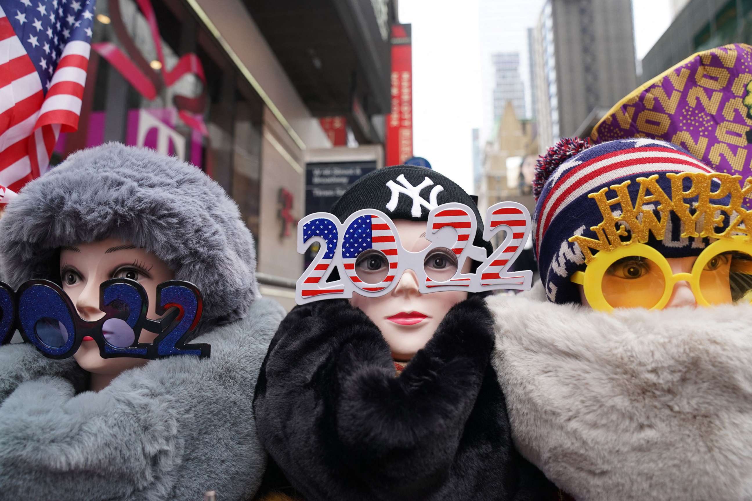 PHOTO: New Years Eve souvenirs are for sale in Times Square, Dec. 28, 2021, in New York. 