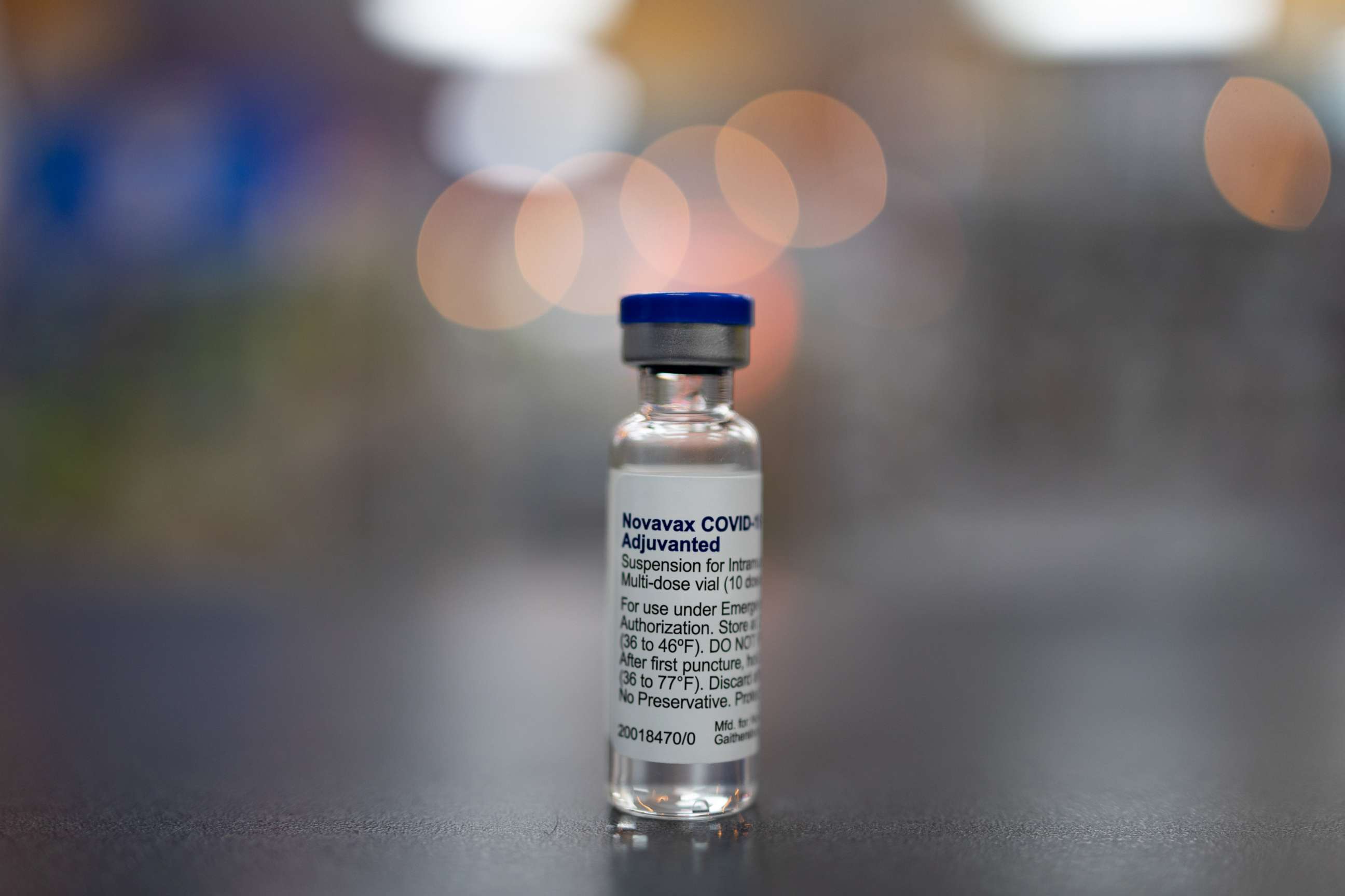 PHOTO: A vial of the Novavax Covid-19 vaccine arranged at a pharmacy in Schwenksville, Pennsylvania, Aug. 1, 2022.