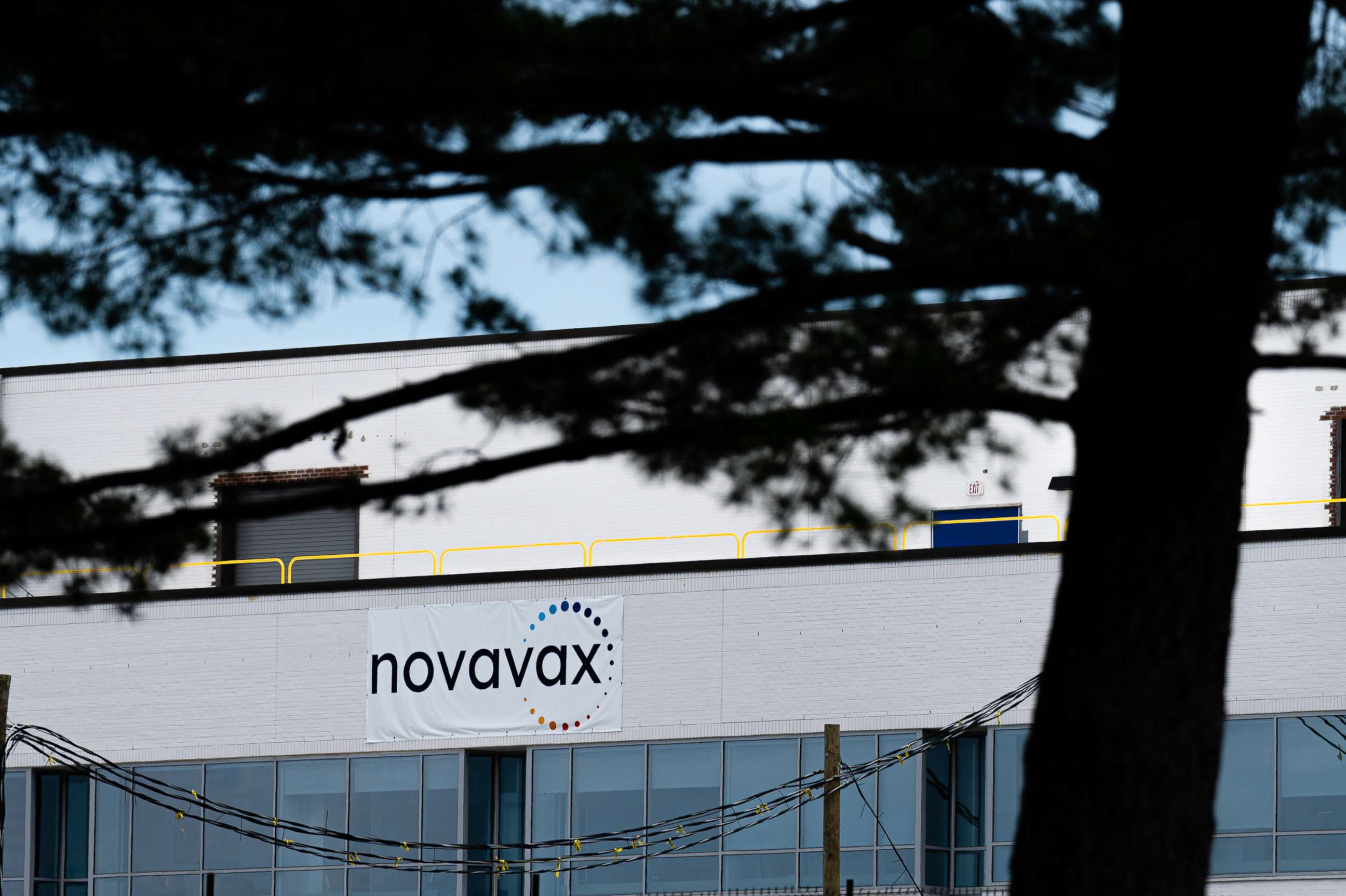 PHOTO: Signage outside the Novavax facility in Gaithersburg, Md., May 18, 2022. 
