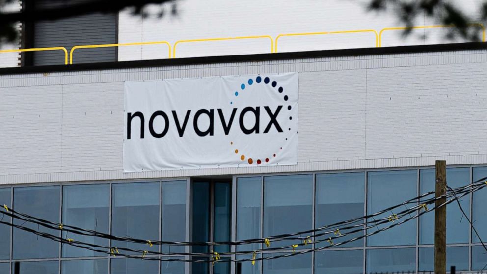 PHOTO: Signage outside the Novavax facility in Gaithersburg, Md., May 18, 2022.