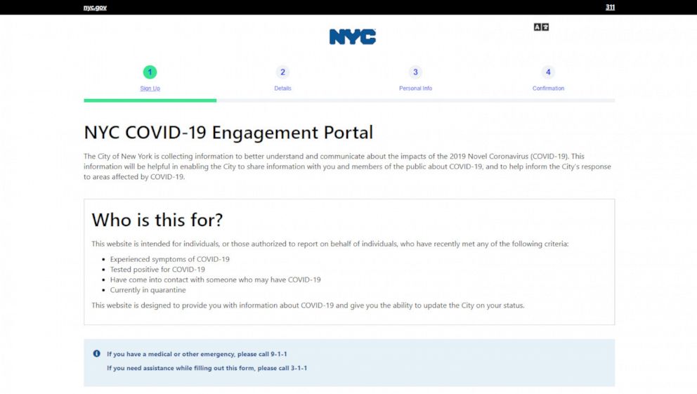 PHOTO: New York City launched an online portal to help infected residents receive information. The city will collect the confidential data to help with its COVID-19 response.