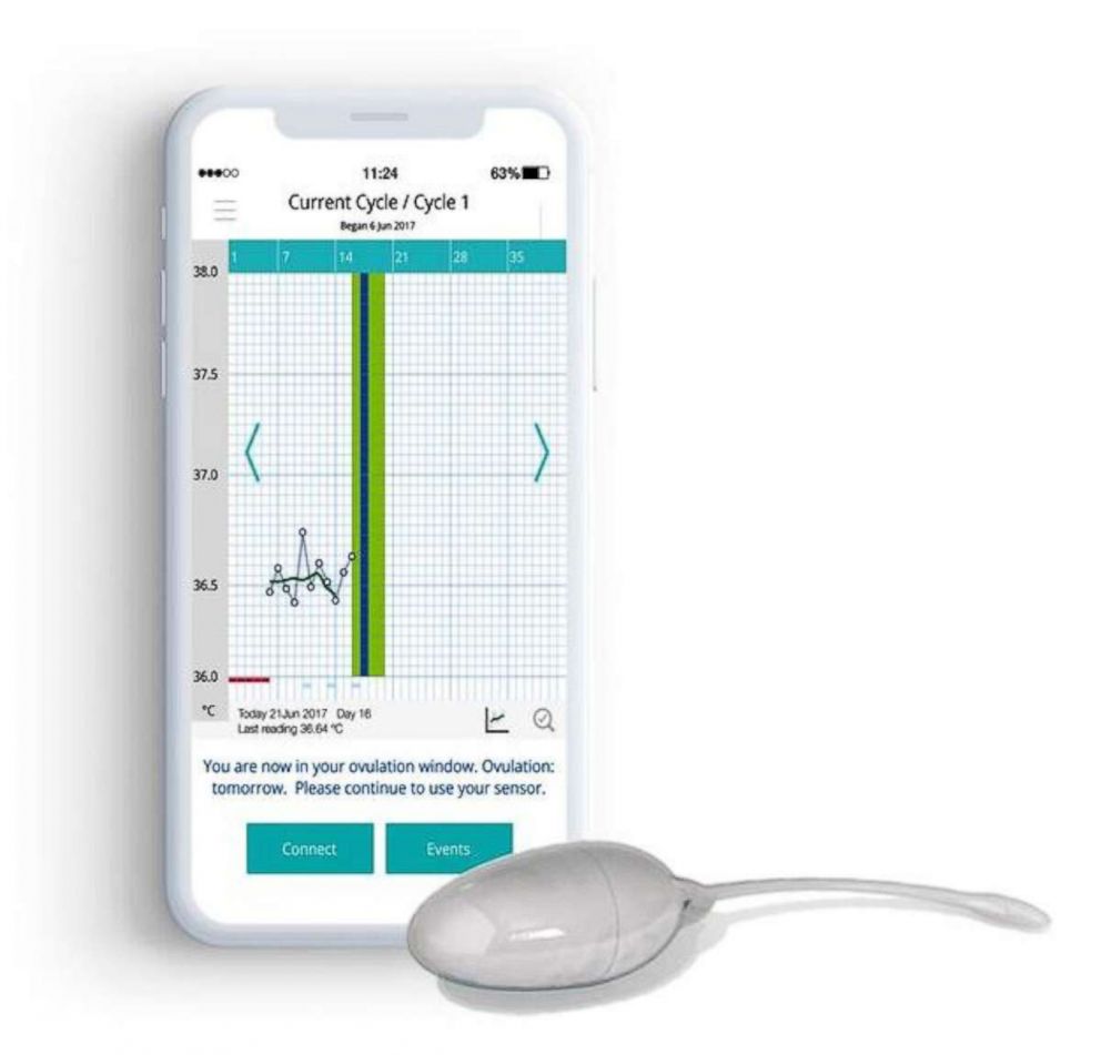 PHOTO: A 24-hour real time advance ovulation prediction message is displayed on the OvuSense app.