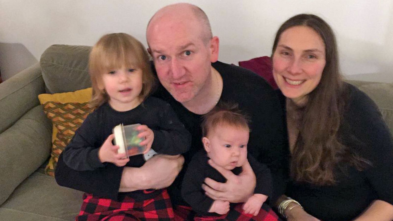 PHOTO: Pamela Addison poses for a photo with her late husband, Martin Addison, and their two children, Elsie and Graeme, in an undated handout photo.