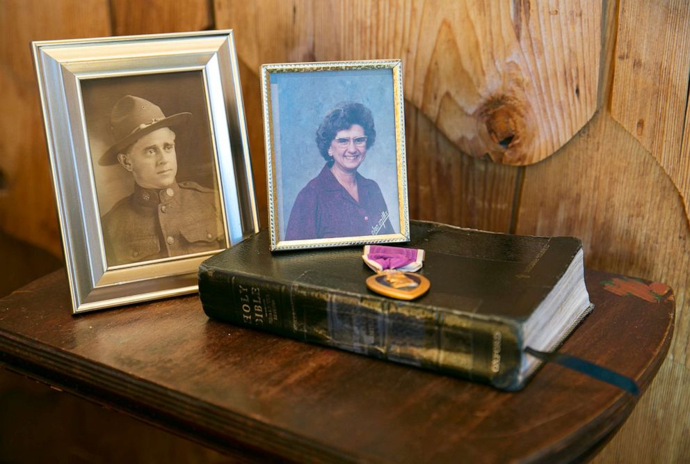 PHOTO: In the commotion of evacuating from Paradise, Carol Holcomb lost a backpack containing her mother's Bible, her grandfather's Purple Heart medal from World War I and photographs of both of them.