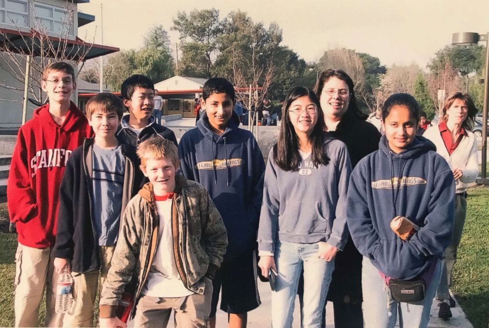 PHOTO: Shefali Luthra, second from right, pictured in the seventh grade with her school math team, carried epinephrine in a fanny pack as a child, in case she had an allergic reaction.