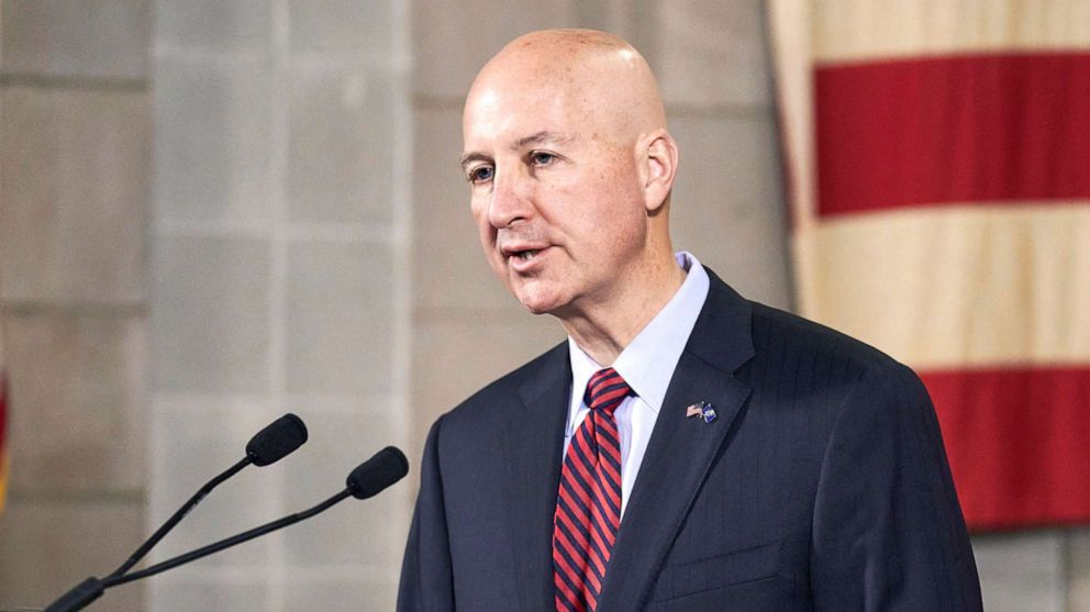 PHOTO: Nebraska Gov. Pete Ricketts speaks during a news conference, Sept. 30, 2020, in Lincoln, Neb.