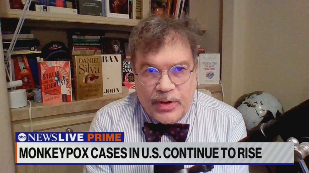 PHOTO: Dr. Peter Hotez, Dean for the National School of Tropical Medicine at Baylor College of Medicine, appears on ABC News LIVE to talk about the current state of the monkeypox spread.