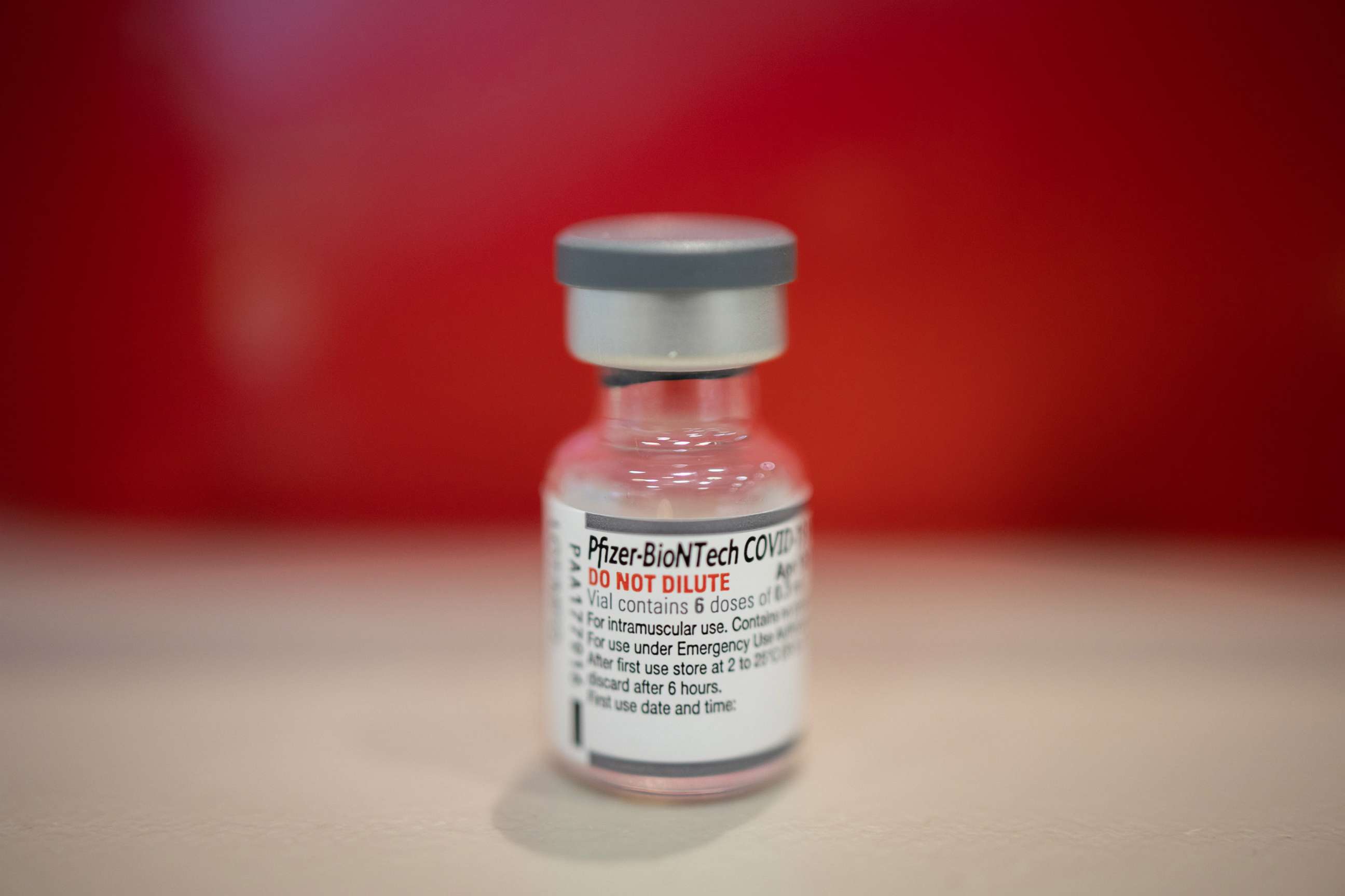 PHOTO: A vial of the Pfizer-BioNTech Covid-19 vaccine at a clinic inside Trinity Evangelic Lutheran Church in Lansdale, Pa., Apr. 5, 2022. 
