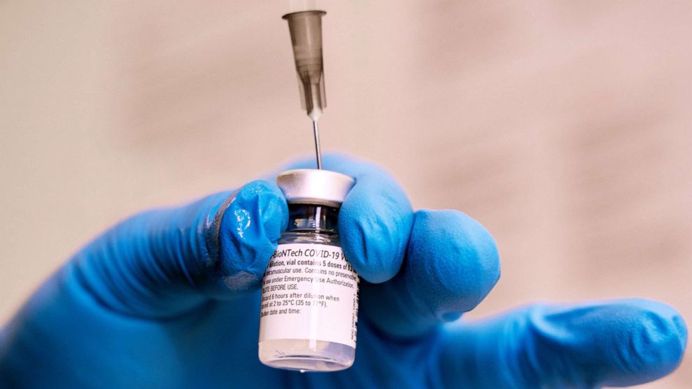 PHOTO: A dose of the Pfizer-BioNTech vaccine is drawn during a vaccination in Ausburg, Germany, Jan. 25, 2021. 