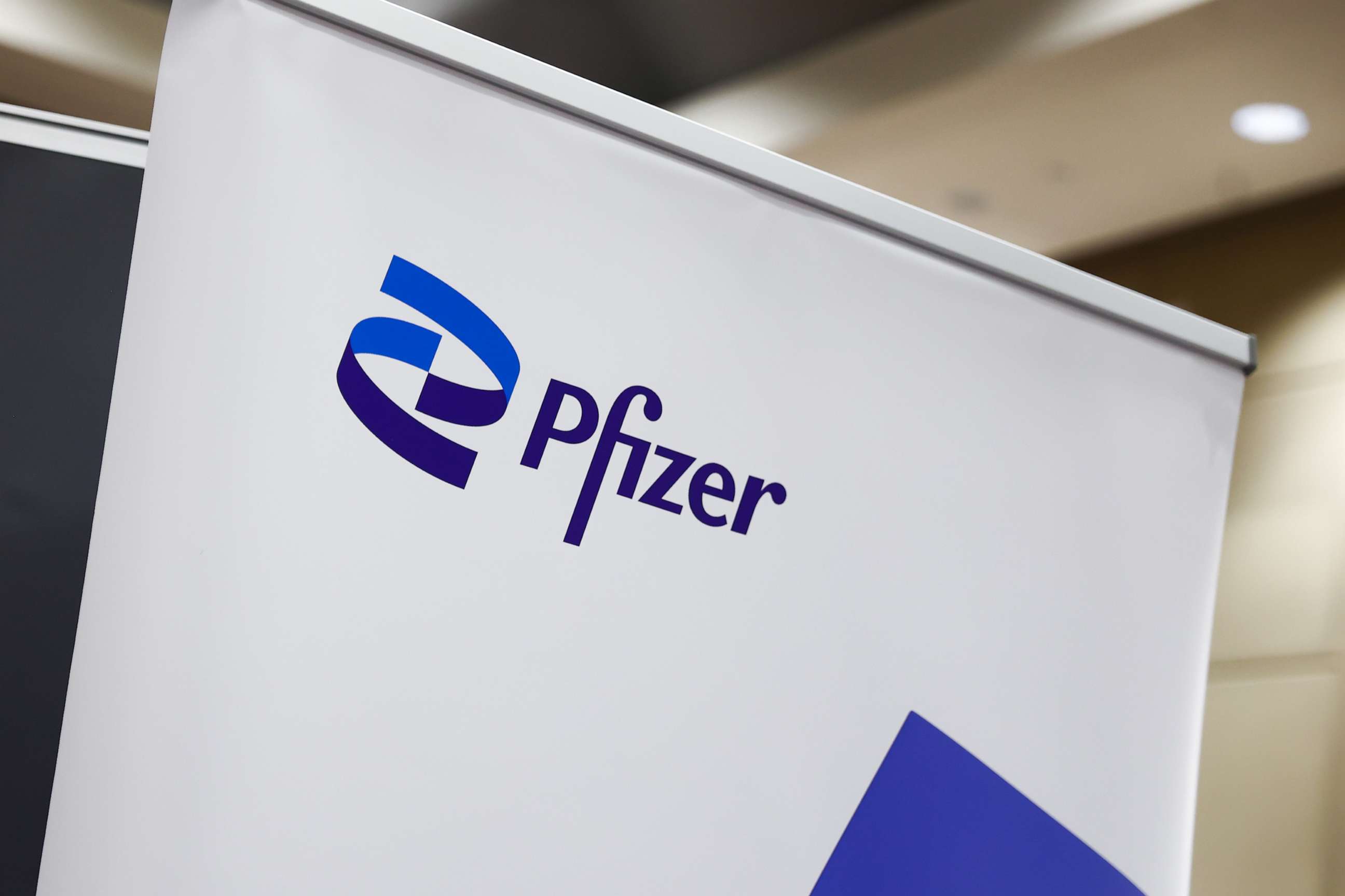 PHOTO: A Pfizer logo is seen in Krakow, Poland, Dec. 8, 2022.