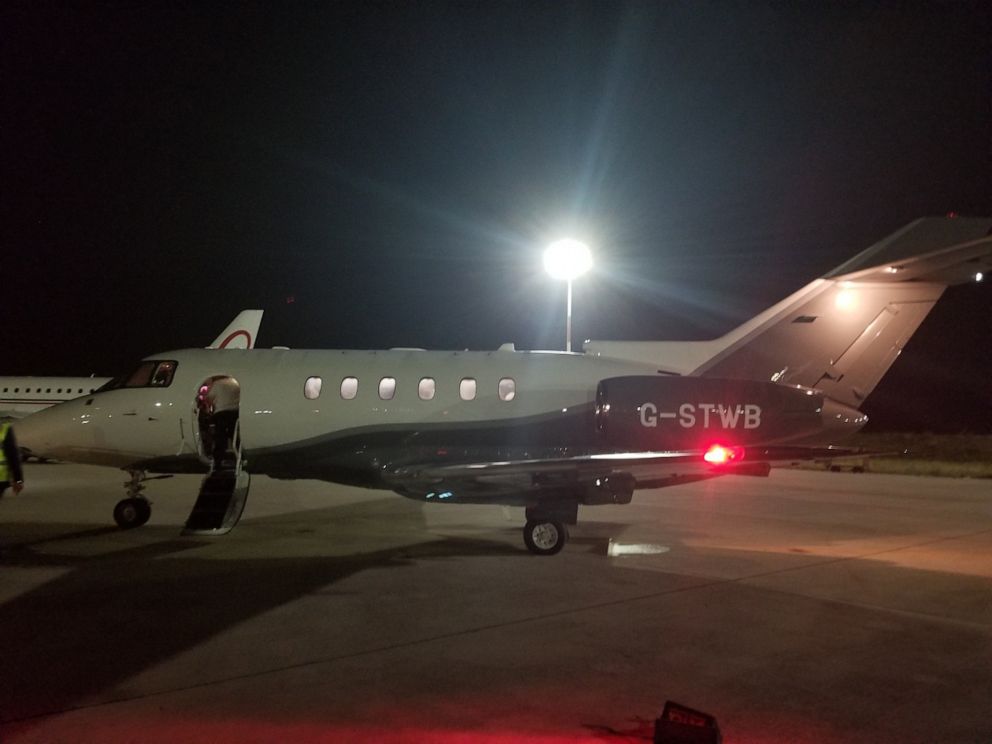 PHOTO: A private flight chartered by the University of Pennsylvania took eight American students from Casablanca Mohammed V International Airport to London Luton Airport on the evening of March 19, 2020.
