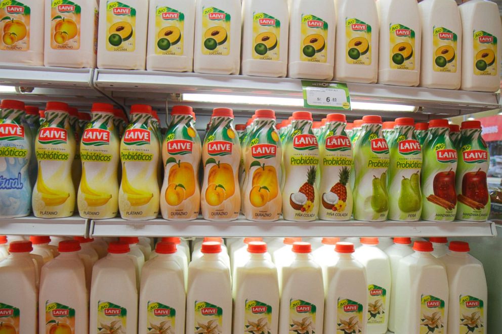 PHOTO: Shelves of milk, probiotics and yoghurt in Metro Supermarket, Avenida Miguel Grau.