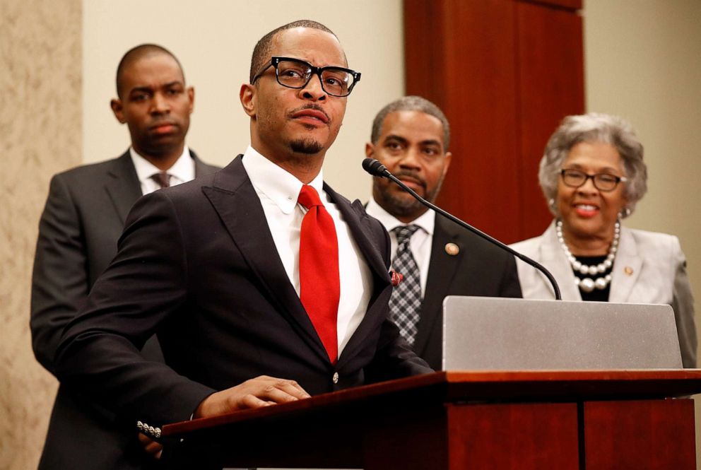 PHOTO: Actor and Rapper Clifford "T.I." Harris speaks at a Congressional Black Caucus press conference on the importance of investing in Black communities at the Capitol Visitors Center on May 22, 2019, in Washington.