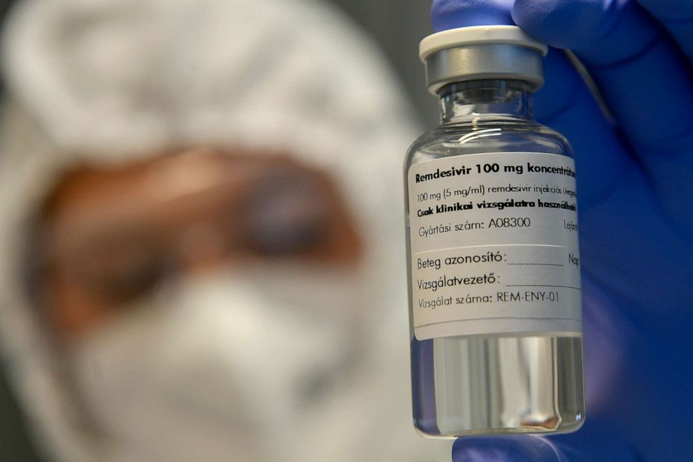 PHOTO: A bottle containing the drug Remdesivir is held by a health worker at the Institute of Infectology of Kenezy Gyula Teaching Hospital of the University of Debrecen in Debrecen, Hungary, Oct. 15, 2020. 