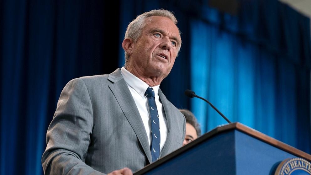 PHOTO: Health and Human Services Secretary Robert F. Kennedy Jr. speaks during a news conference in Washington, April 22, 2025.