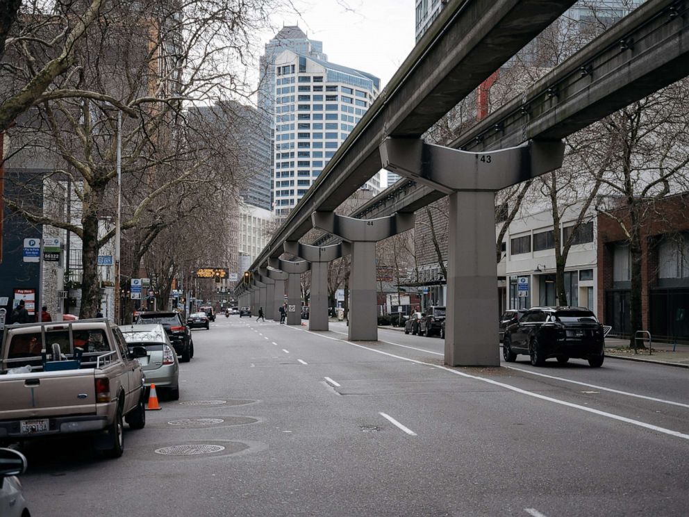 PHOTO: An unusually quiet street is shown in Seattle, March 5, 2020.