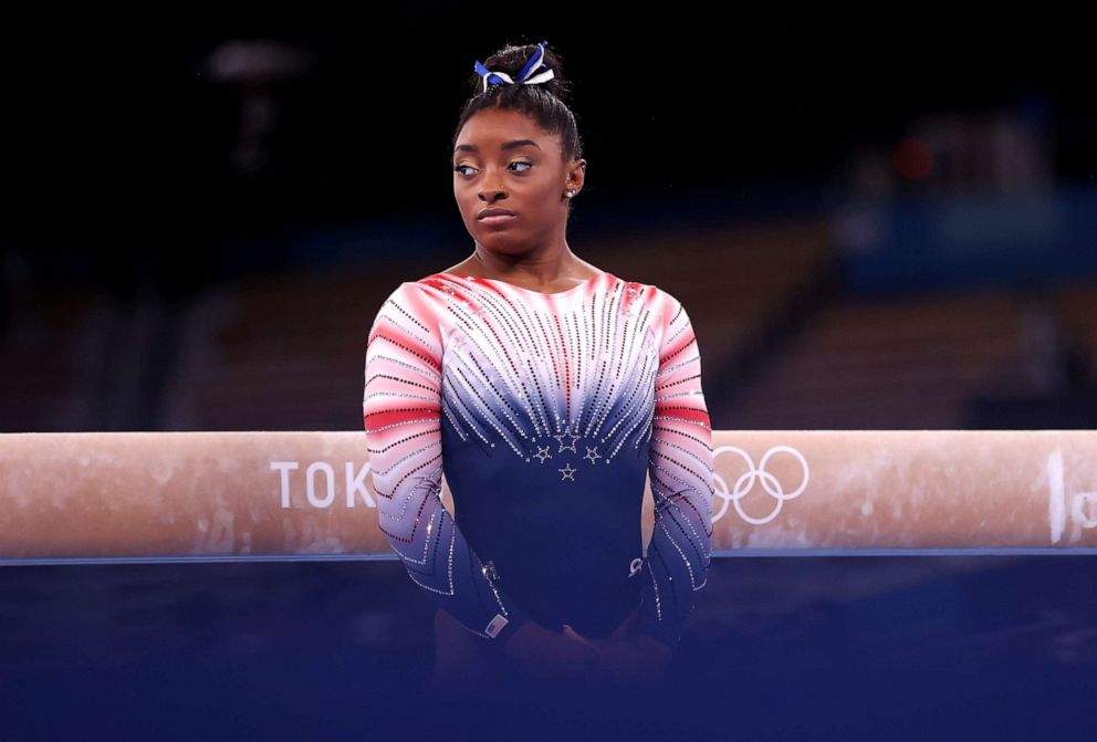 PHOTO: Simone Biles of Team United States competes in the Women's Balance Beam Final on day eleven of the Tokyo 2020 Olympic Games, Aug. 3, 2021, in Tokyo.
